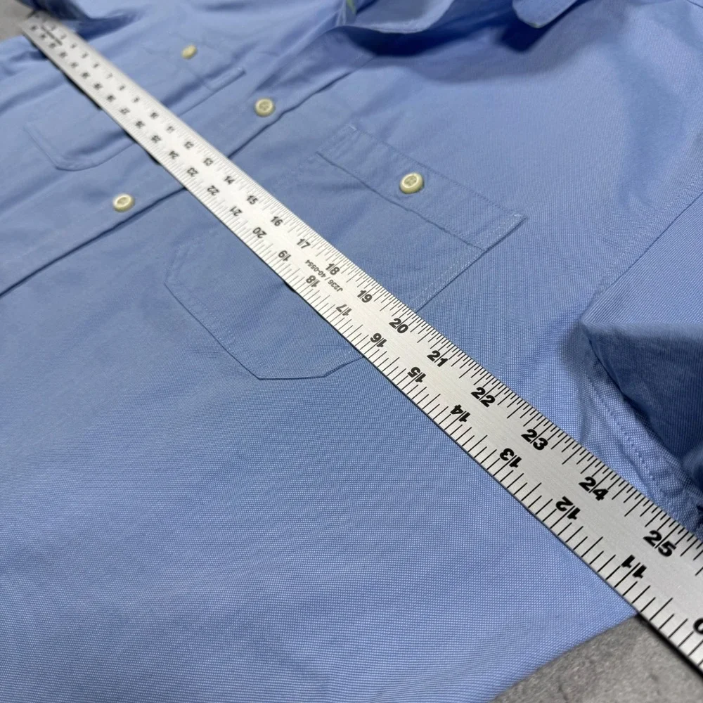 Banana Republic Mens Short Sleeve Oxford Shirt Light Blue Button Down Pockets